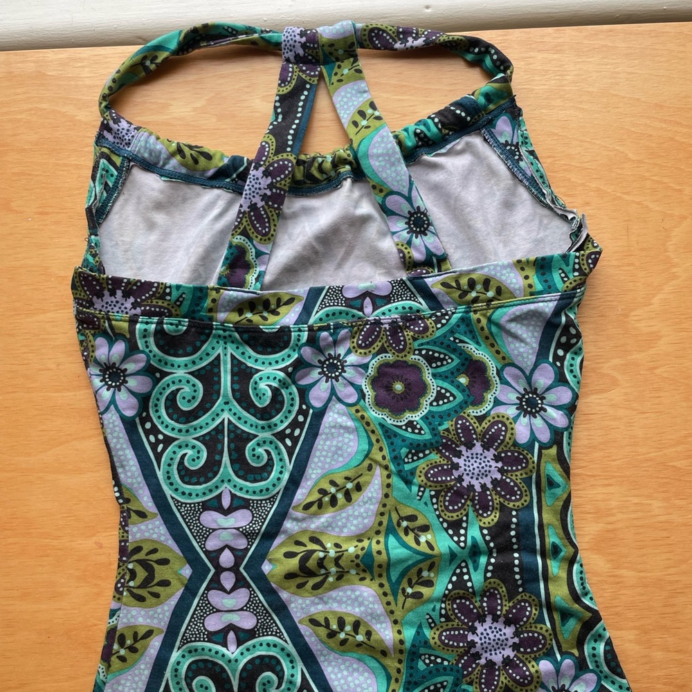 Prana Tank top with Green and Purple Floral Design - Picture 4 of 7